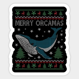 Merry Christmas Orcas Killer Whale Gift Ugly Christmas Sticker